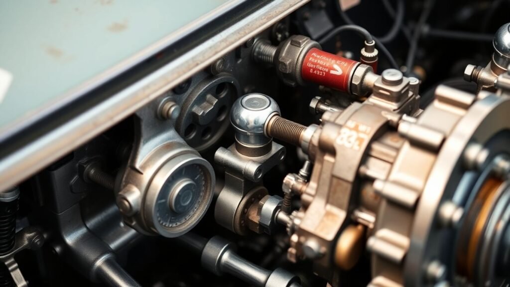 Classic car gearbox and transmission detail