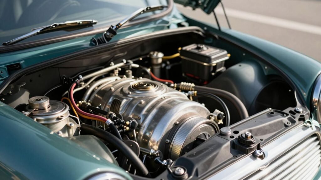 Mini Cooper R50 engine bay close-up